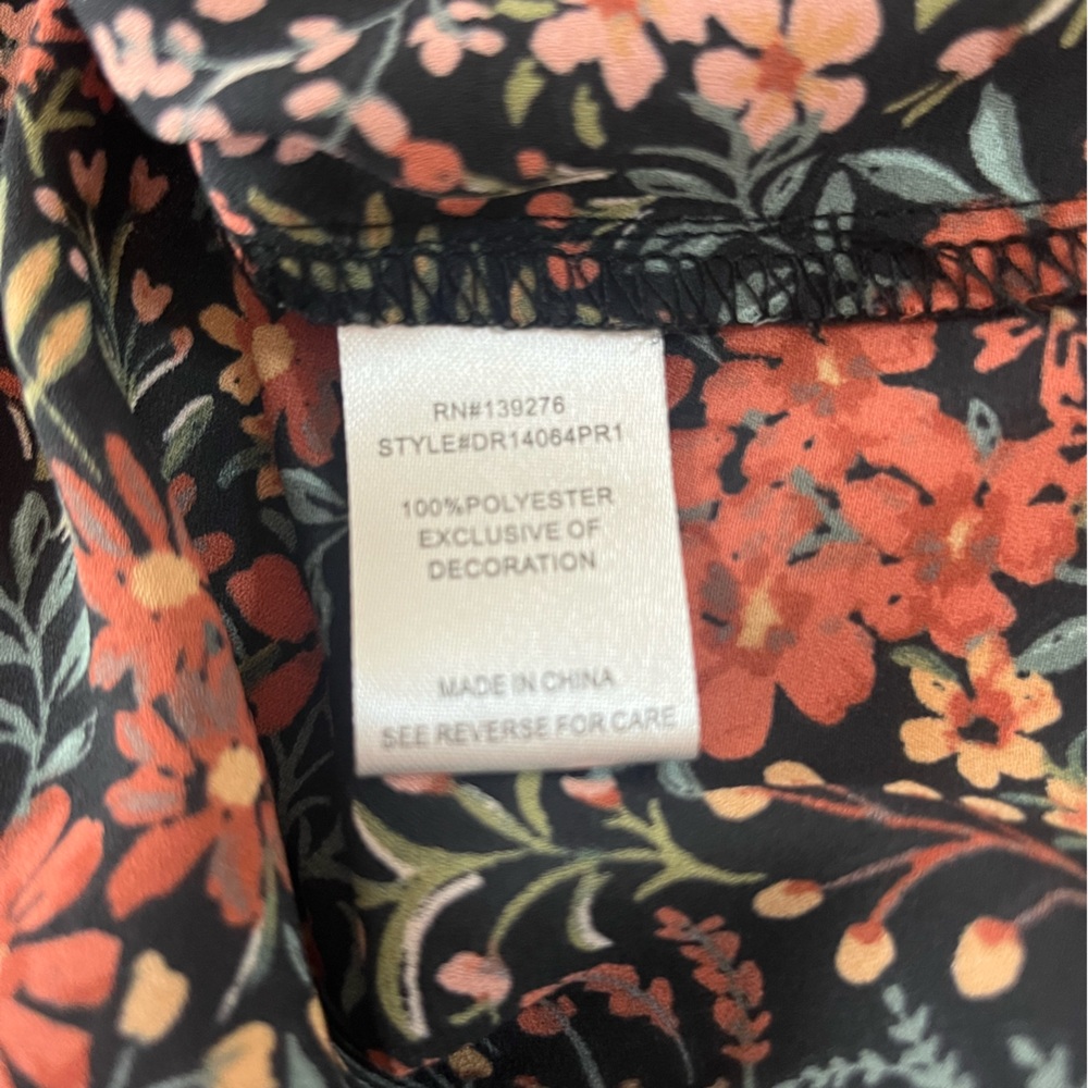 DR2 Daniel Rainn Floral Print Tassel Tie Neck High Low Blouse Size Large - Picture 9 of 9
